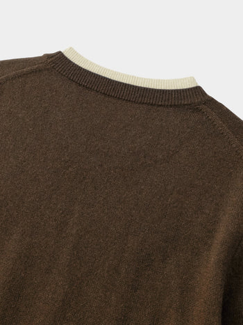 Layered Wool Round Knit (Brown-Ivory)
