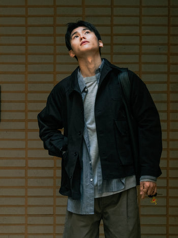 One Pocket Stripe Shirts (Blue Gray)