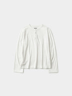 Henley Neck Long Sleeve T-Shirt (White)