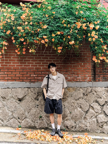 Window Check Open Collar Shirts (Brown)