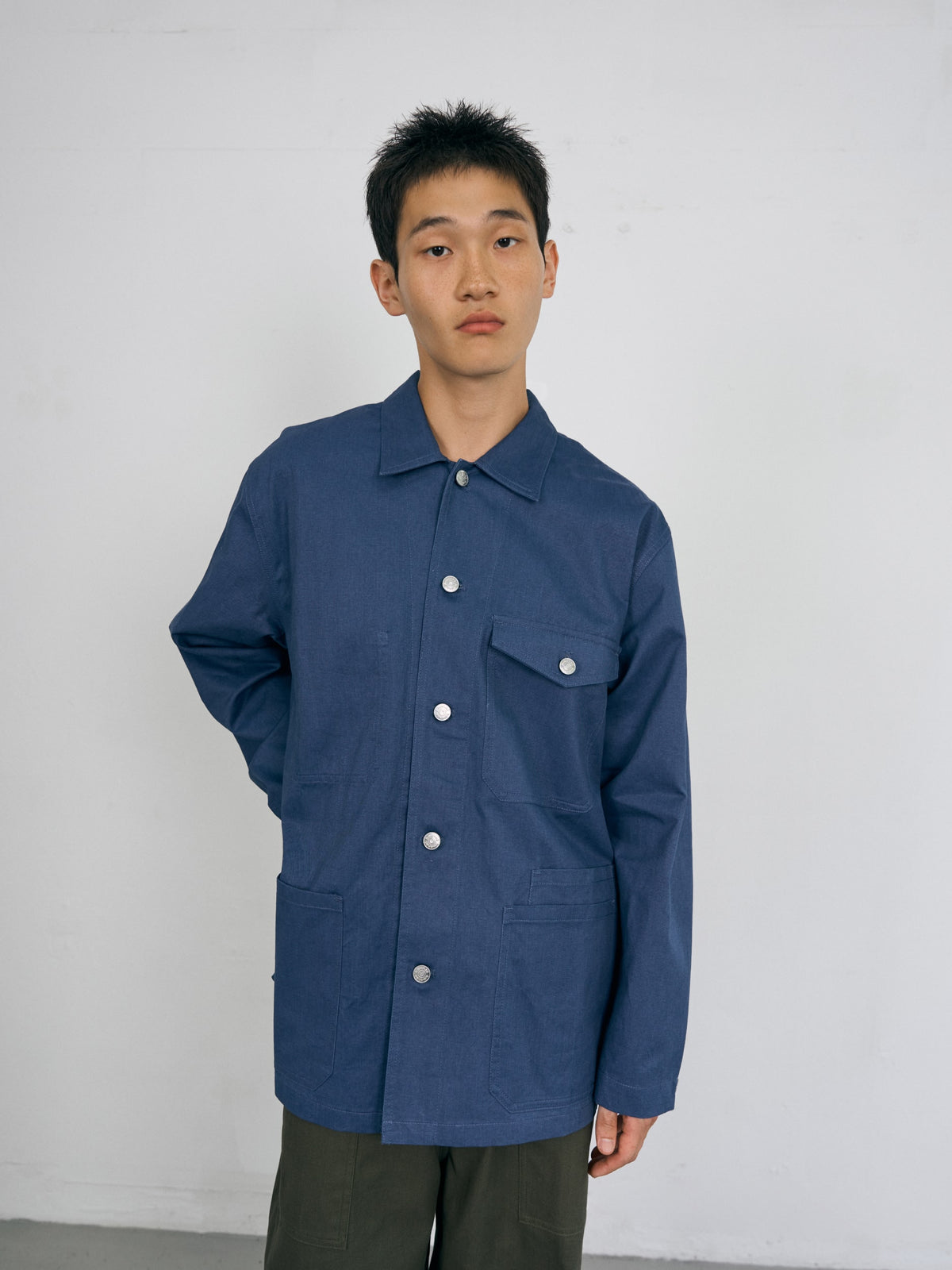 Twill Cotton Chore Jacket (Blue)