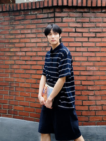 Oversized Stripe Polo Shirts (Green)