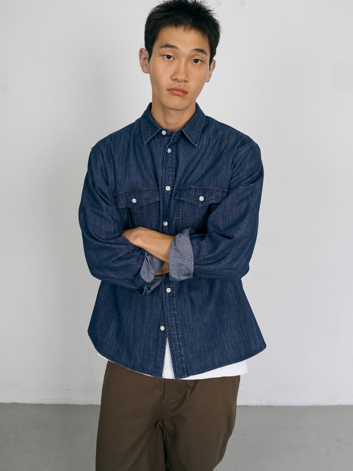 Double Pocket Denim Shirts (Denim Navy)