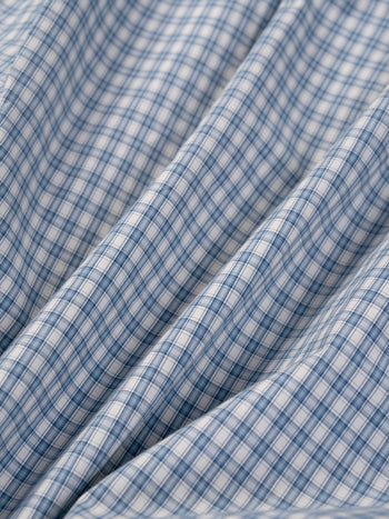 Window Check Open Collar Shirts (Light Blue)