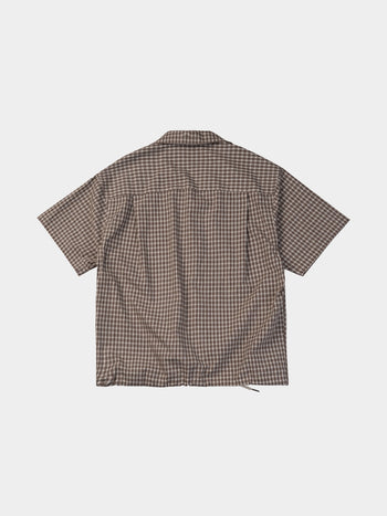 Window Check Open Collar Shirts (Brown)