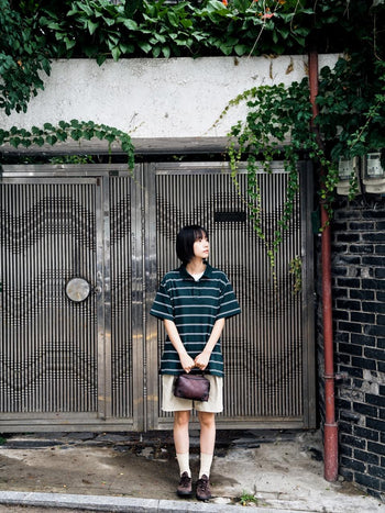 Oversized Stripe Polo Shirts (Navy)