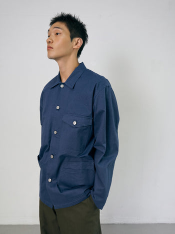 Twill Cotton Chore Jacket (Blue)