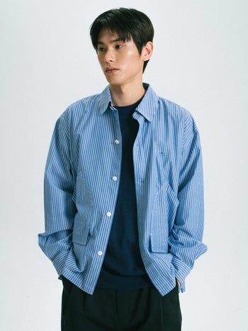 Field Pocket Shirt Jacket (Stripe Blue)