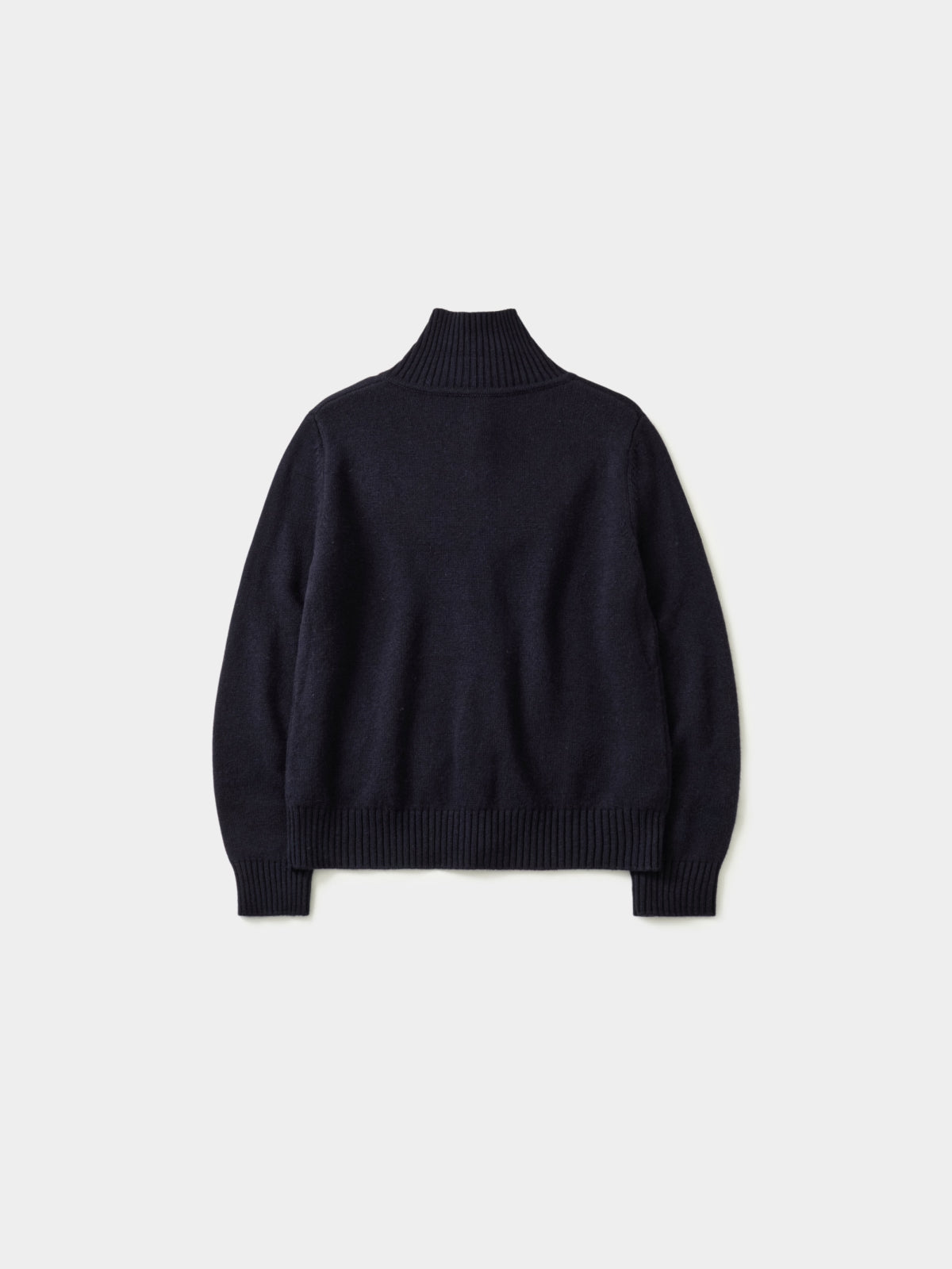 High-Neck Two-Tone Cardigan (Navy-Olive)