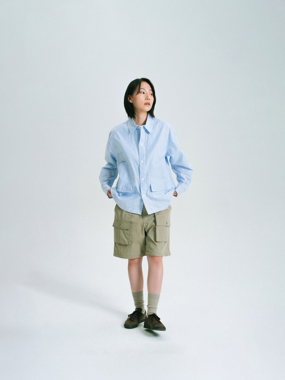 Field Pocket Shirt Jacket (Stripe Blue)