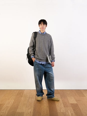 Yak Wool Crewneck Sweater (Navy)