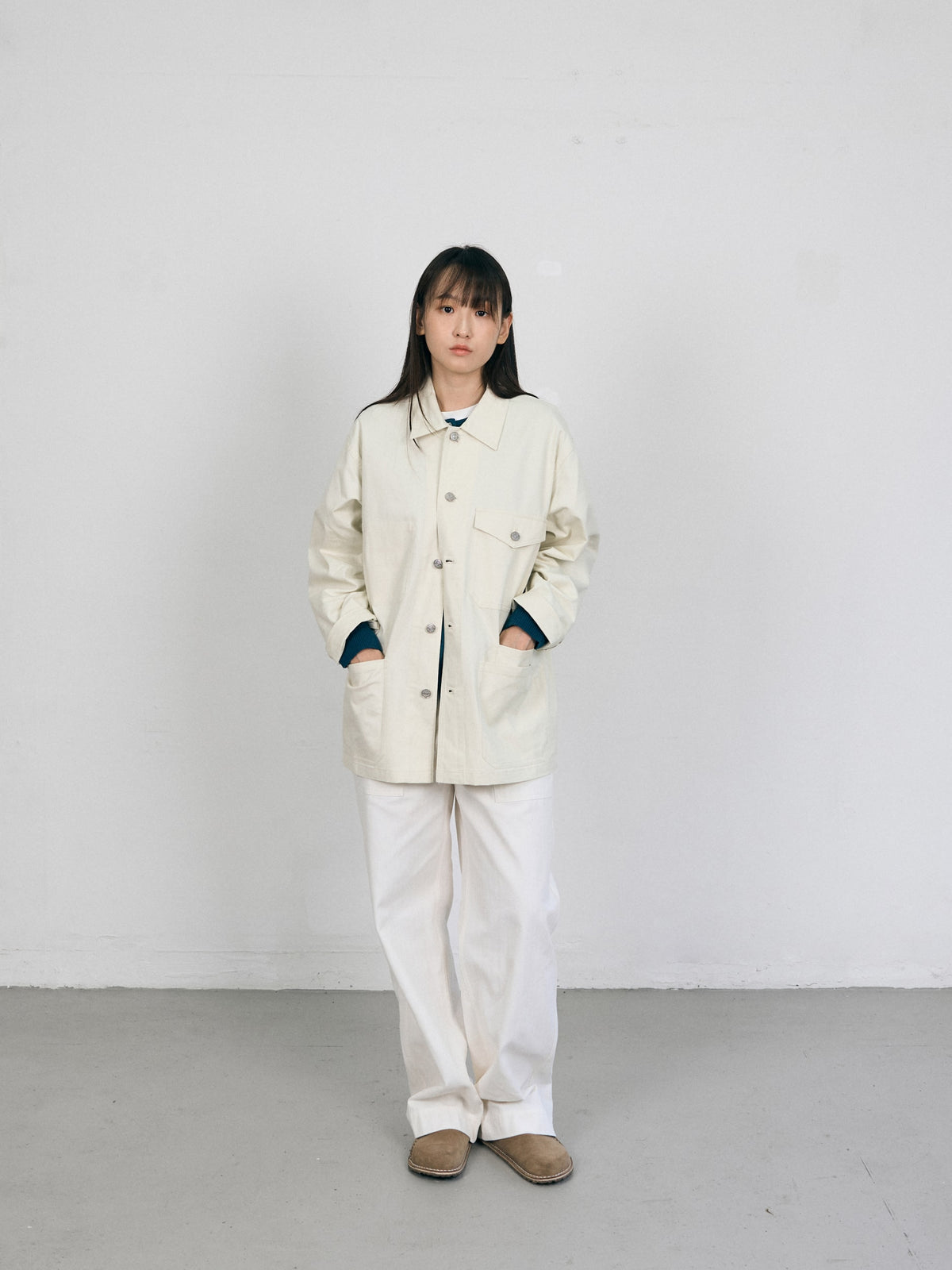 Twill Cotton Chore Jacket (Ecru)