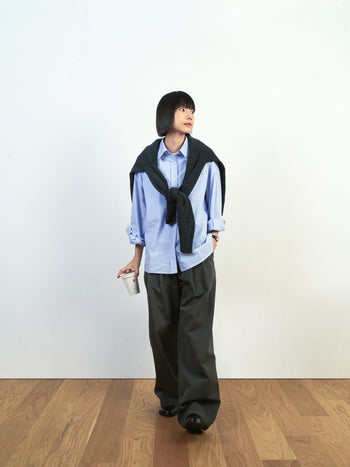 (W)Office Belted Pin-tuck Pants (Khaki)