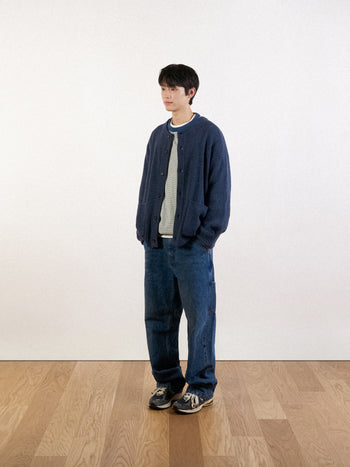 Fine Wool Roundneck Cardigan (Brown)