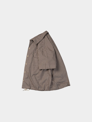 Window Check Open Collar Shirts (Brown)