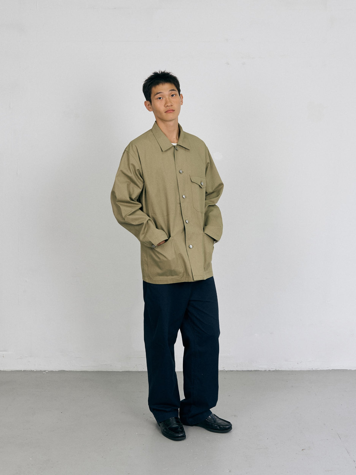 Twill Cotton Chore Jacket (Light Khaki)