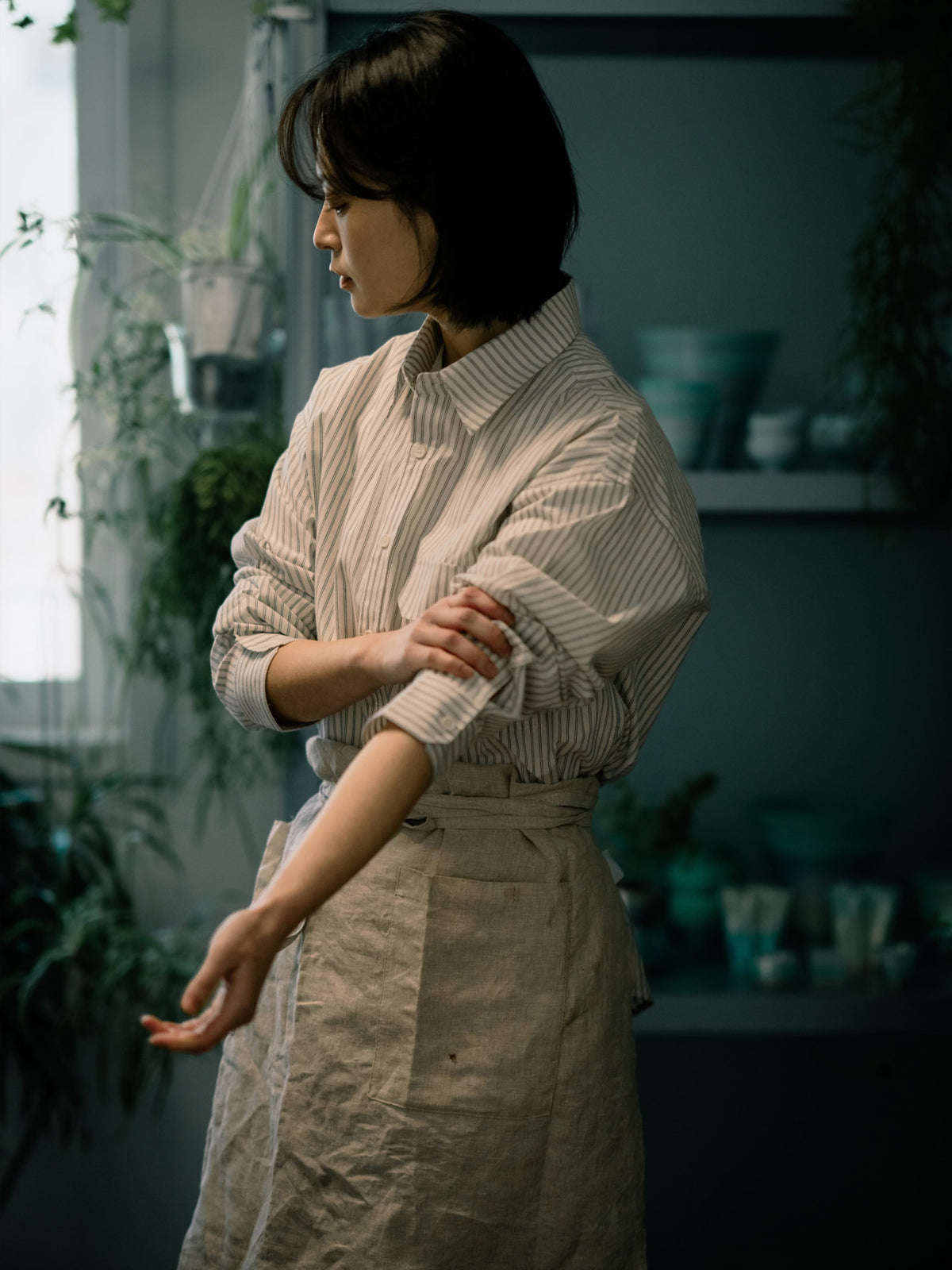 Everyday Pocket Stripe Shirts (White)