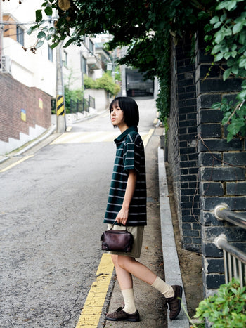 Oversized Stripe Polo Shirts (Green)
