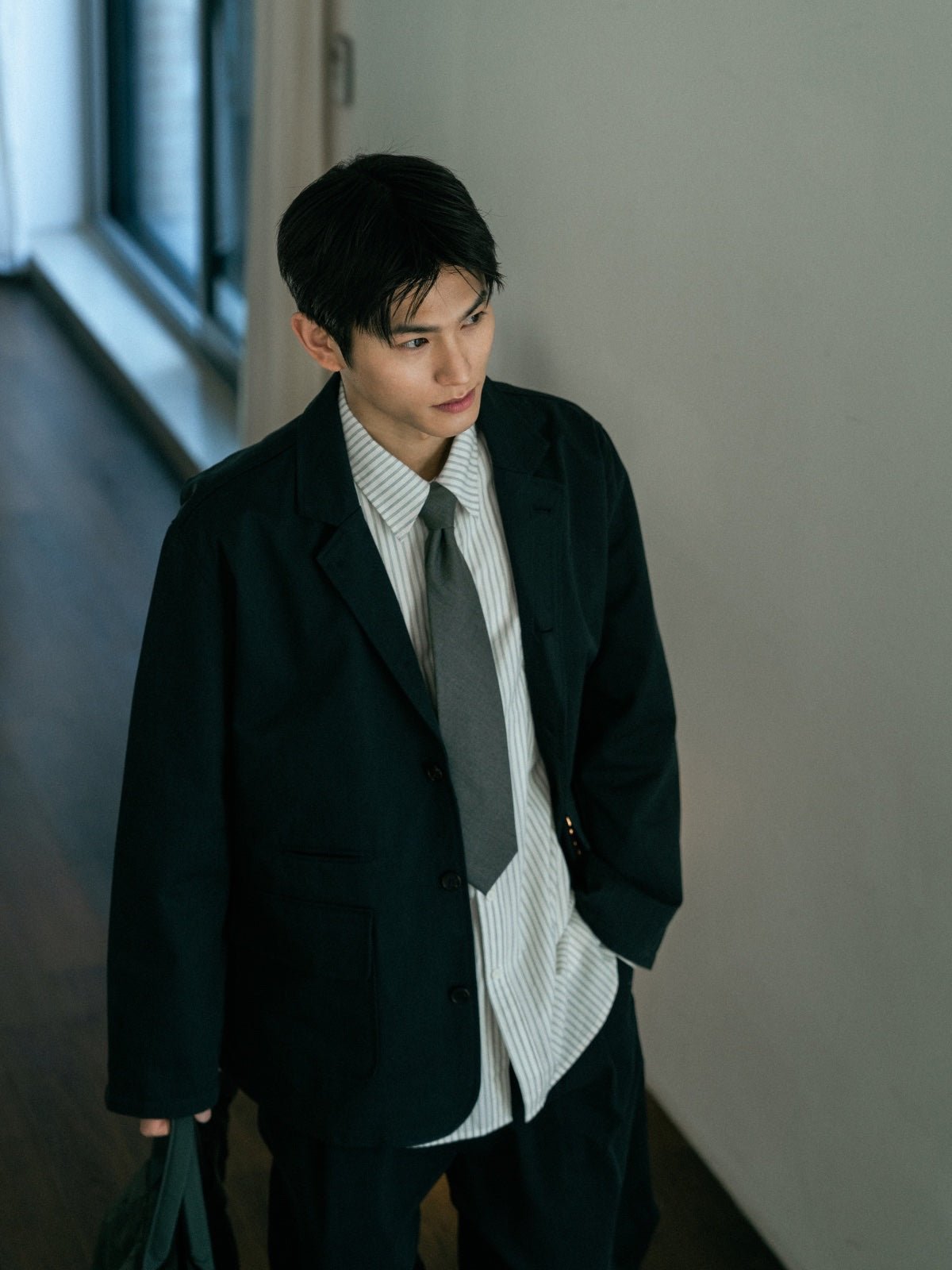 Everyday Pocket Stripe Shirts (Blue Gray)