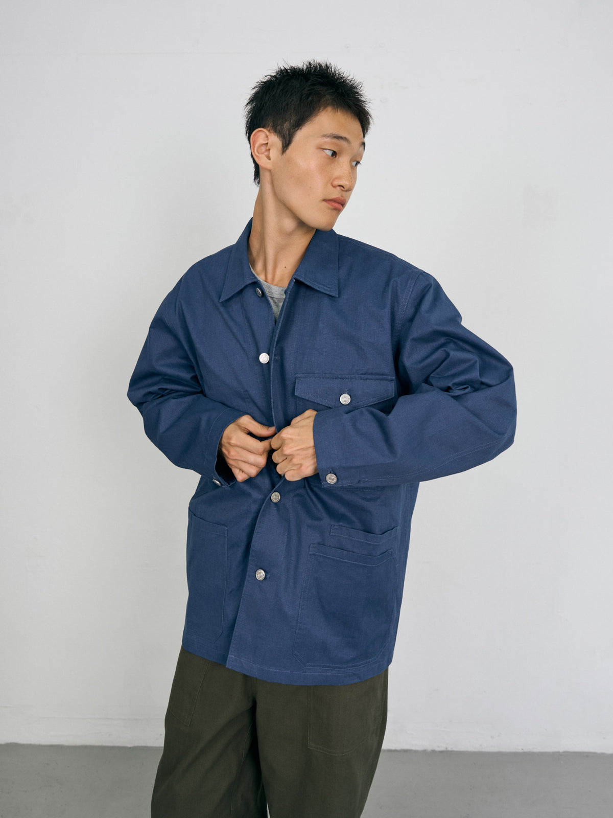 Twill Cotton Chore Jacket (Blue)