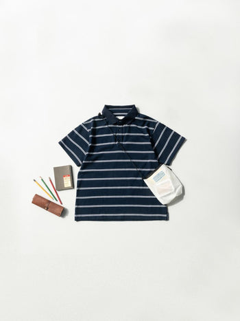 Oversized Stripe Polo Shirts (Navy)