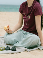 Easy Stripe Banding Pants (Stripe Blue)