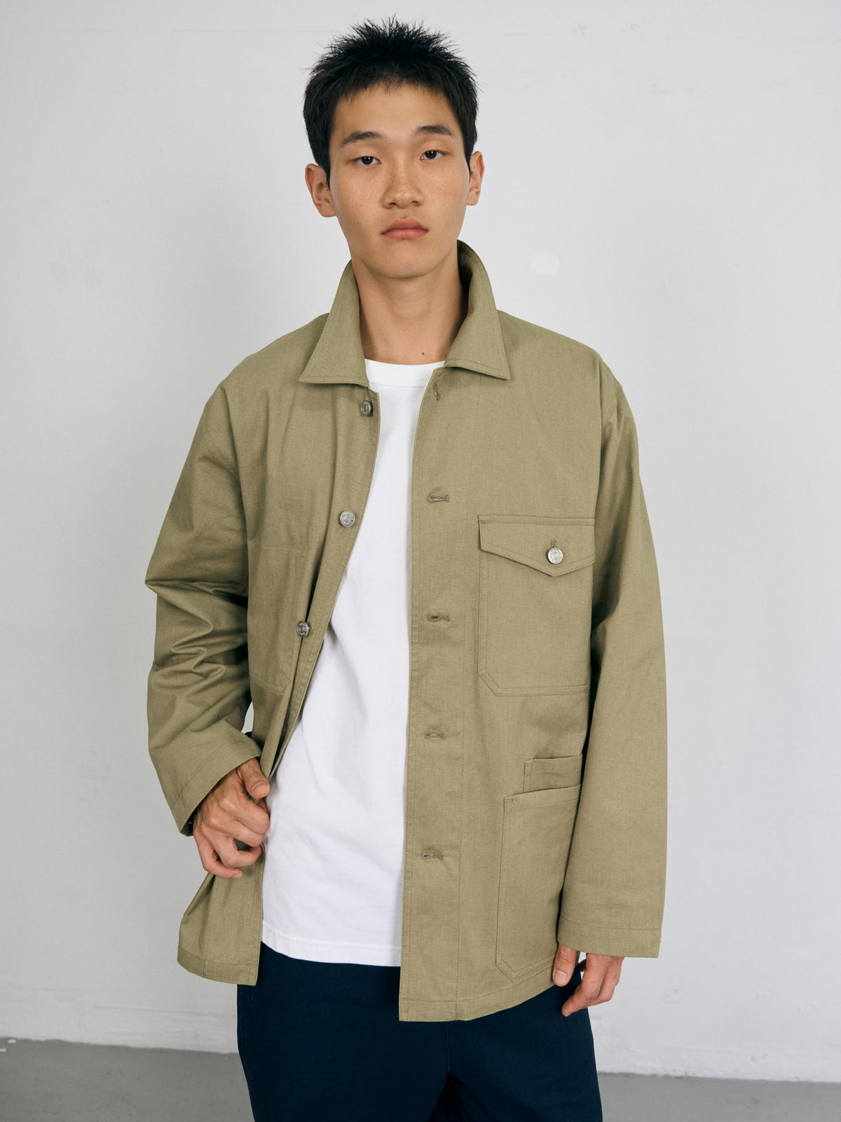 Twill Cotton Chore Jacket (Light Khaki)