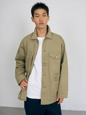 Twill Cotton Chore Jacket (Light Khaki)