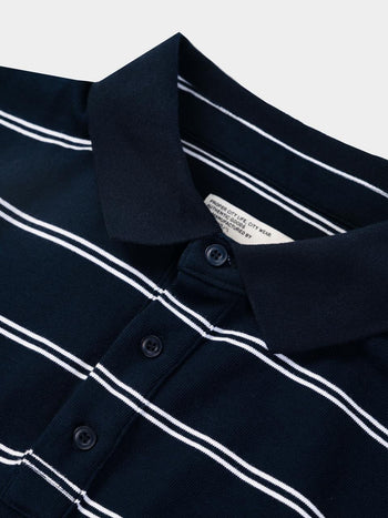 Oversized Stripe Polo Shirts (Navy)