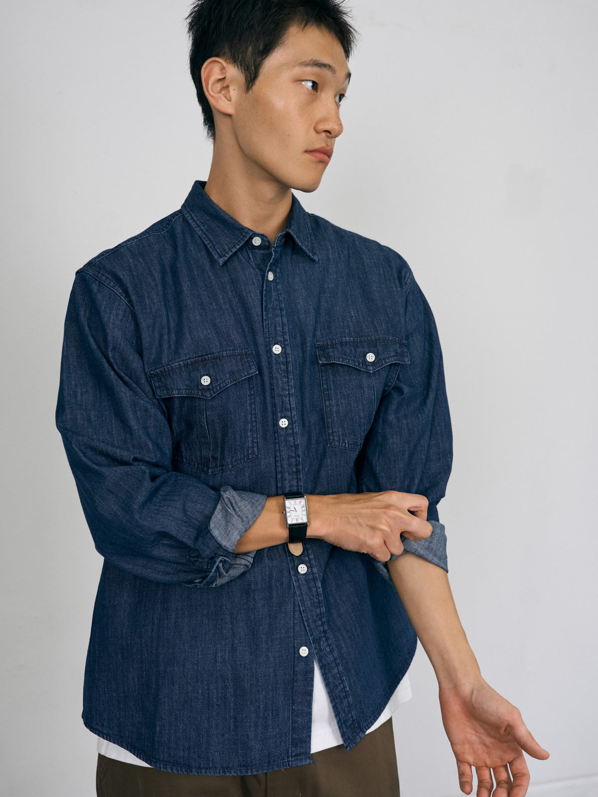 Double Pocket Denim Shirts (Denim Navy)