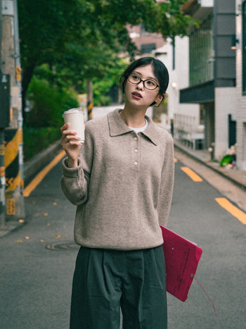 Yak Wool Collar Knit (Charcoal)