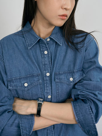 Double Pocket Denim Shirts (Denim Blue)