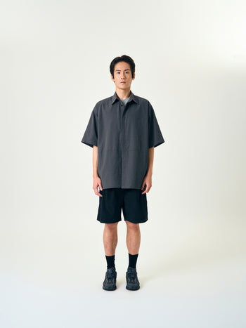 Hidden Type Half Sleeve Shirts (Navy)