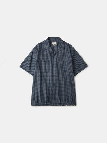 Open Collar Check Shirts (Navy)