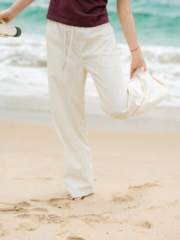 Easy Stripe Banding Pants (Stripe Ivory)