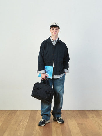 Loose Fit Pin-tuck Denim Pants - Mid Indigo | A2 (L)