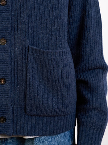 Fine Wool Roundneck Cardigan (Brown)