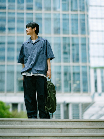 Open Collar Check Shirts (Charcoal)