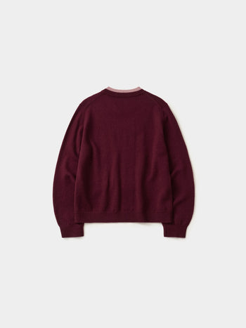 Layered Wool Round Knit (Burgundy-Pink)