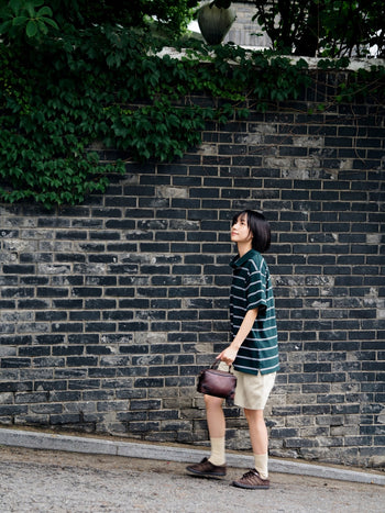 Oversized Stripe Polo Shirts (Green)