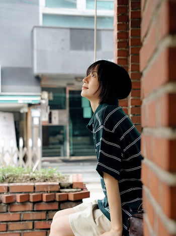 Oversized Stripe Polo Shirts (Green)