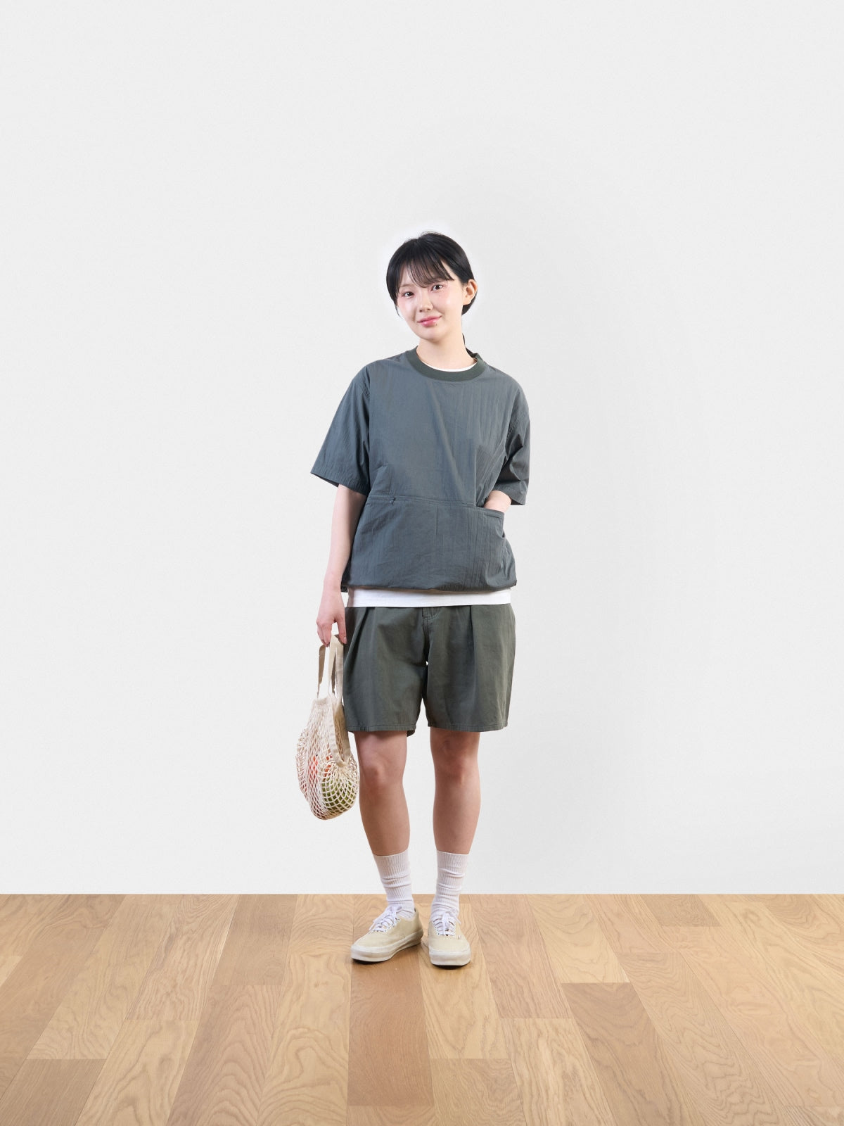 Pocket Volume String Half Tee (Charcoal)