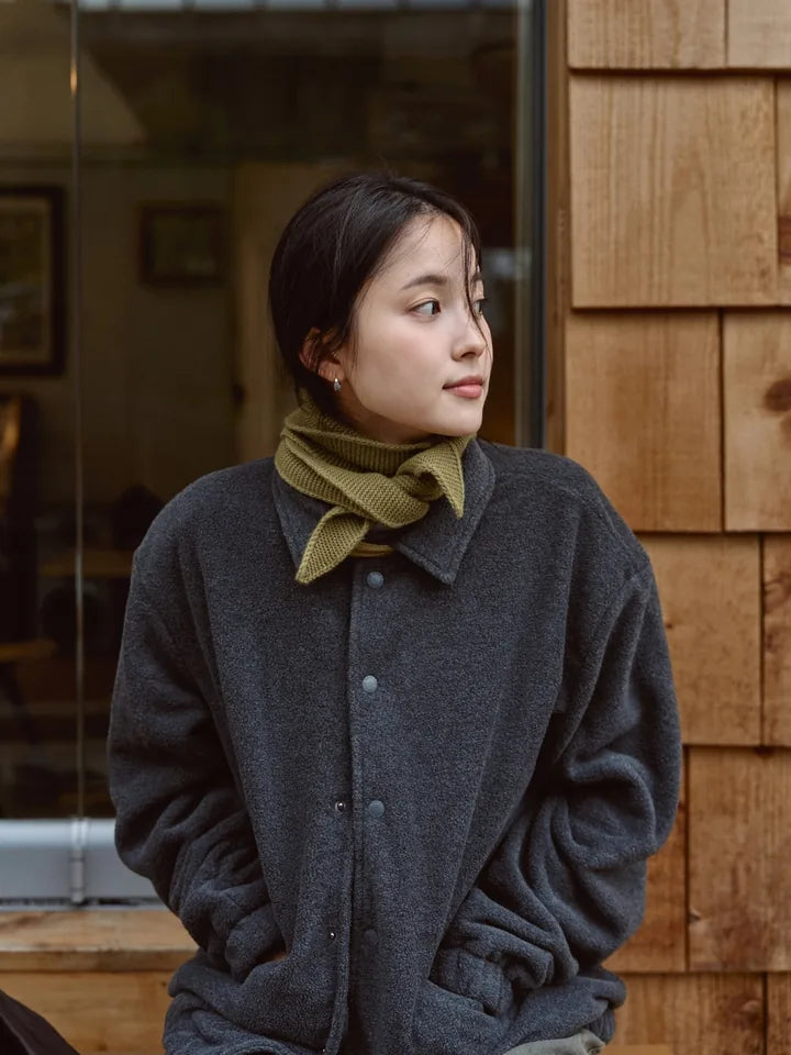 

Charcoal fleece and a scarf for a pause outside the café — 4