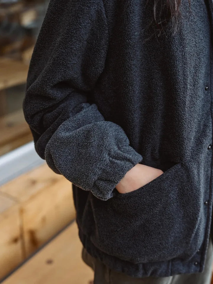 

Charcoal fleece and a scarf for a pause outside the café — 6